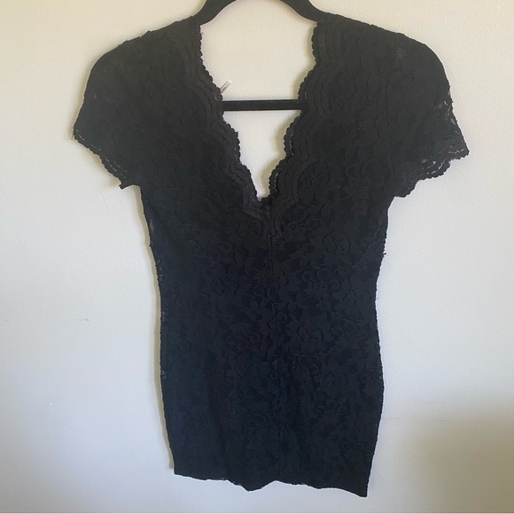 Kimchi Blue Lace V-Neck Mini Little Dress LBD in Black • S Small - Picture 4 of 7